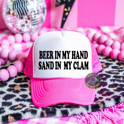 Beer in My Hand Sand in My Clam Adult Otto Foam Trucker Hat