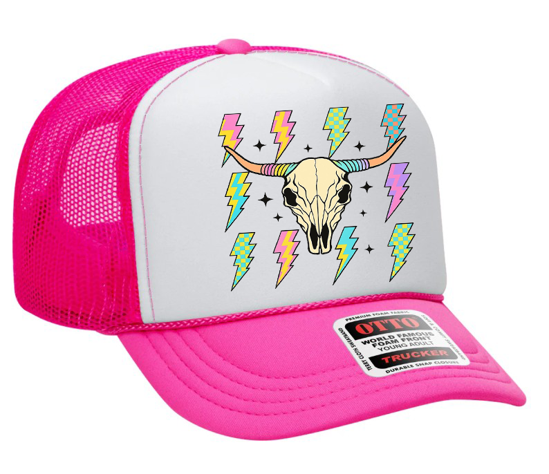 Bull Neon Lightning Adult Otto Foam Trucker Hat Truck You Hat Co.