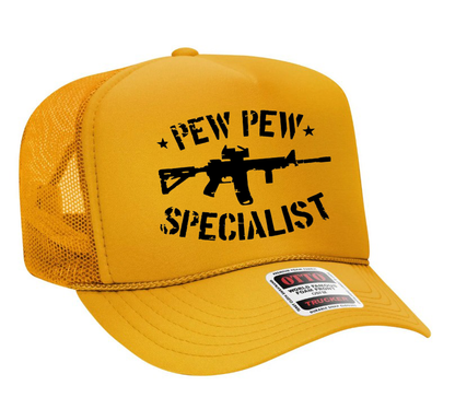 Pew Pew Specialist Adult Otto Foam Trucker Hat Truck You Hat Co.