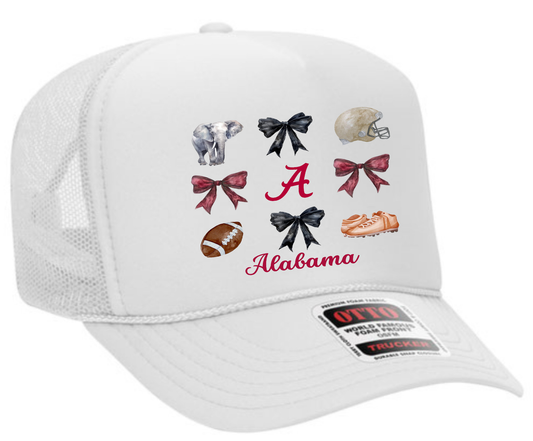 Alabama Coquette Bows Adult Otto Foam Trucker Hat Truck You Hat Co.