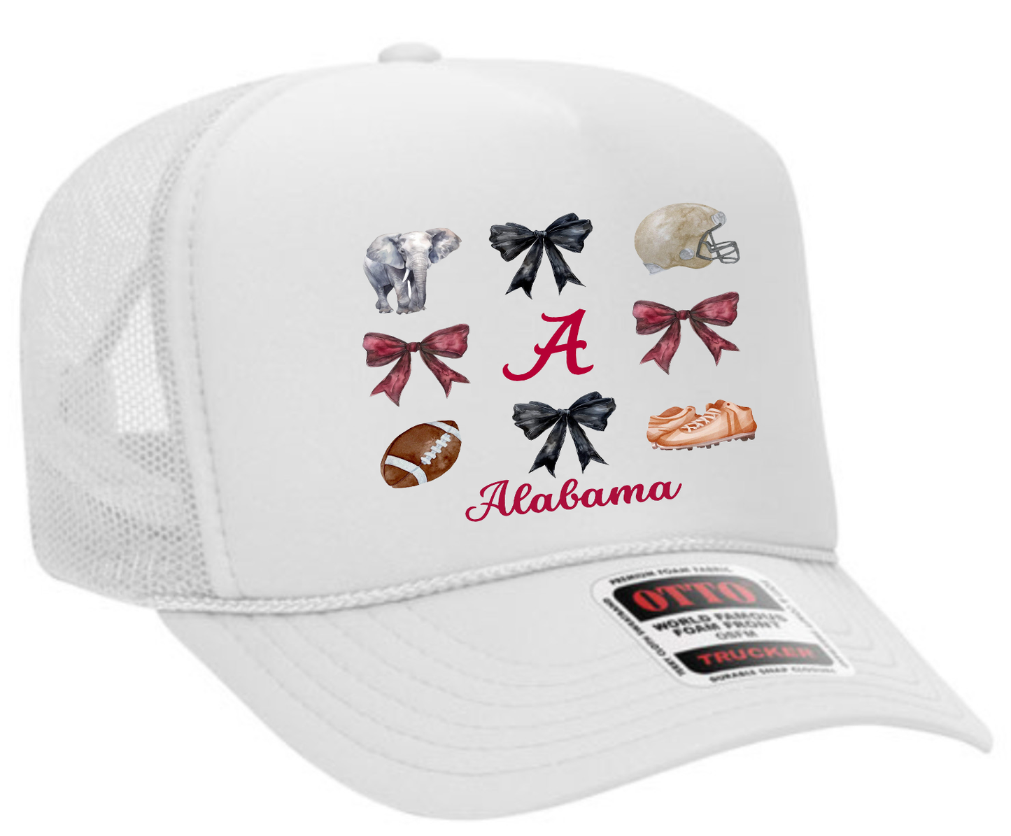 Alabama Coquette Bows Adult Otto Foam Trucker Hat Truck You Hat Co.