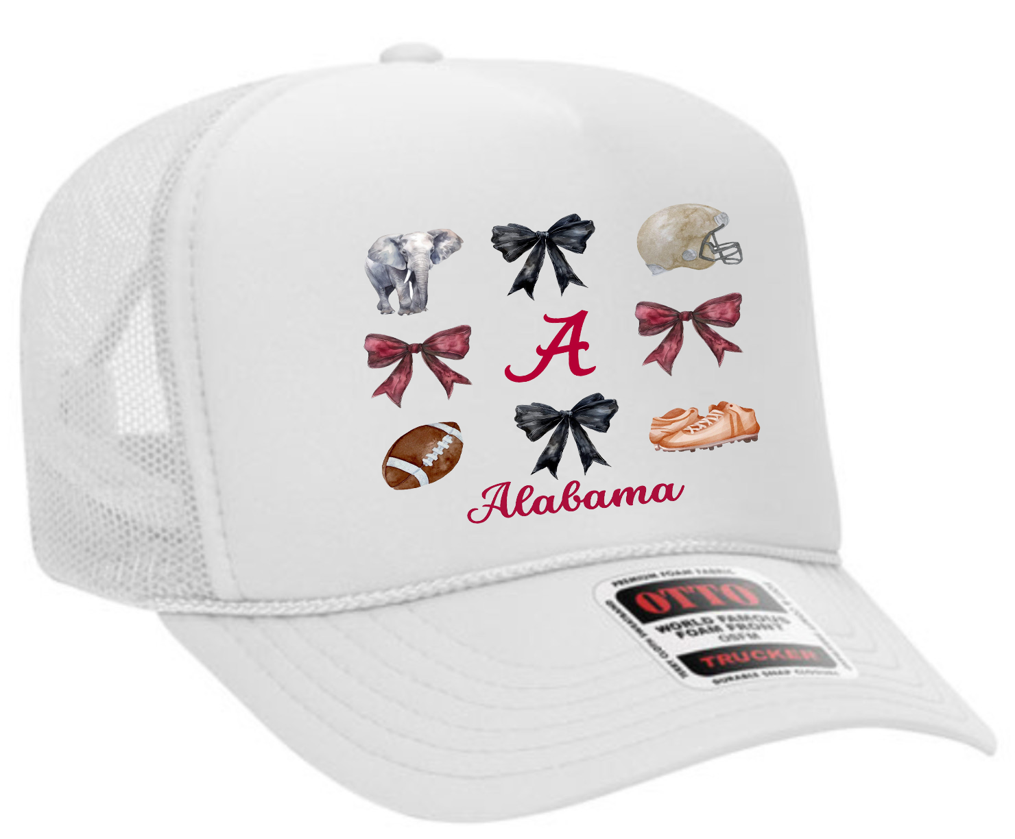 Alabama Coquette Bows Adult Otto Foam Trucker Hat Truck You Hat Co.
