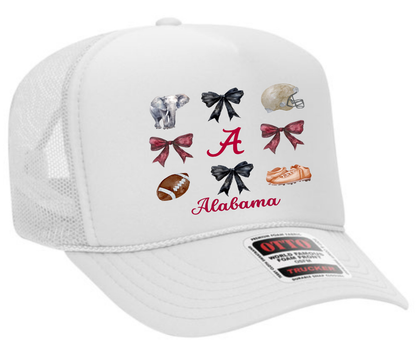 Alabama Coquette Bows Adult Otto Foam Trucker Hat Truck You Hat Co.