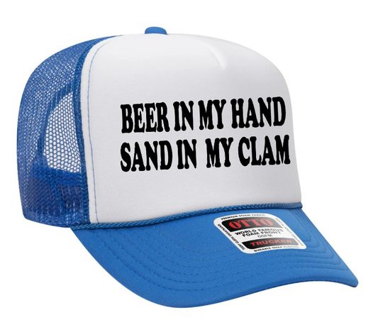 Beer in My Hand Sand in My Clam Adult Otto Foam Trucker Hat