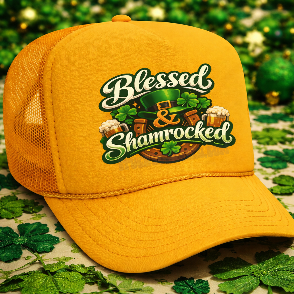 Blessed and Shamrocked Adult OTTO Foam Trucker Hat Truck You Hat Co.