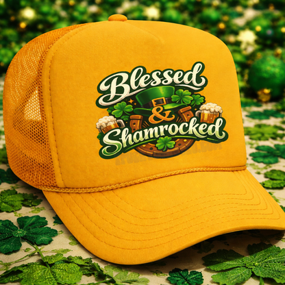 Blessed and Shamrocked Adult OTTO Foam Trucker Hat Truck You Hat Co.