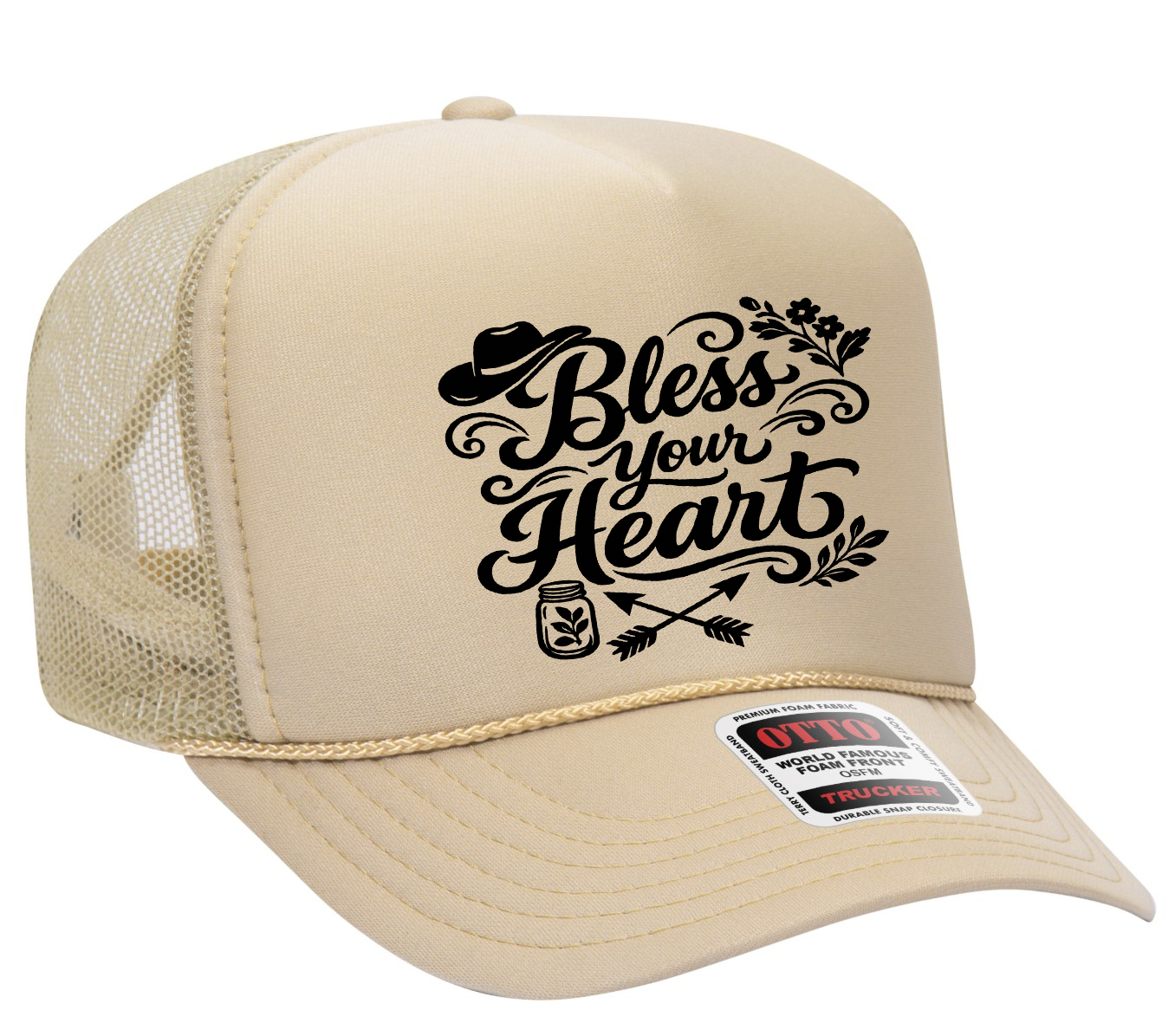 Bless Your Heart Adult OTTO Foam Trucker Hat Truck You Hat Co.