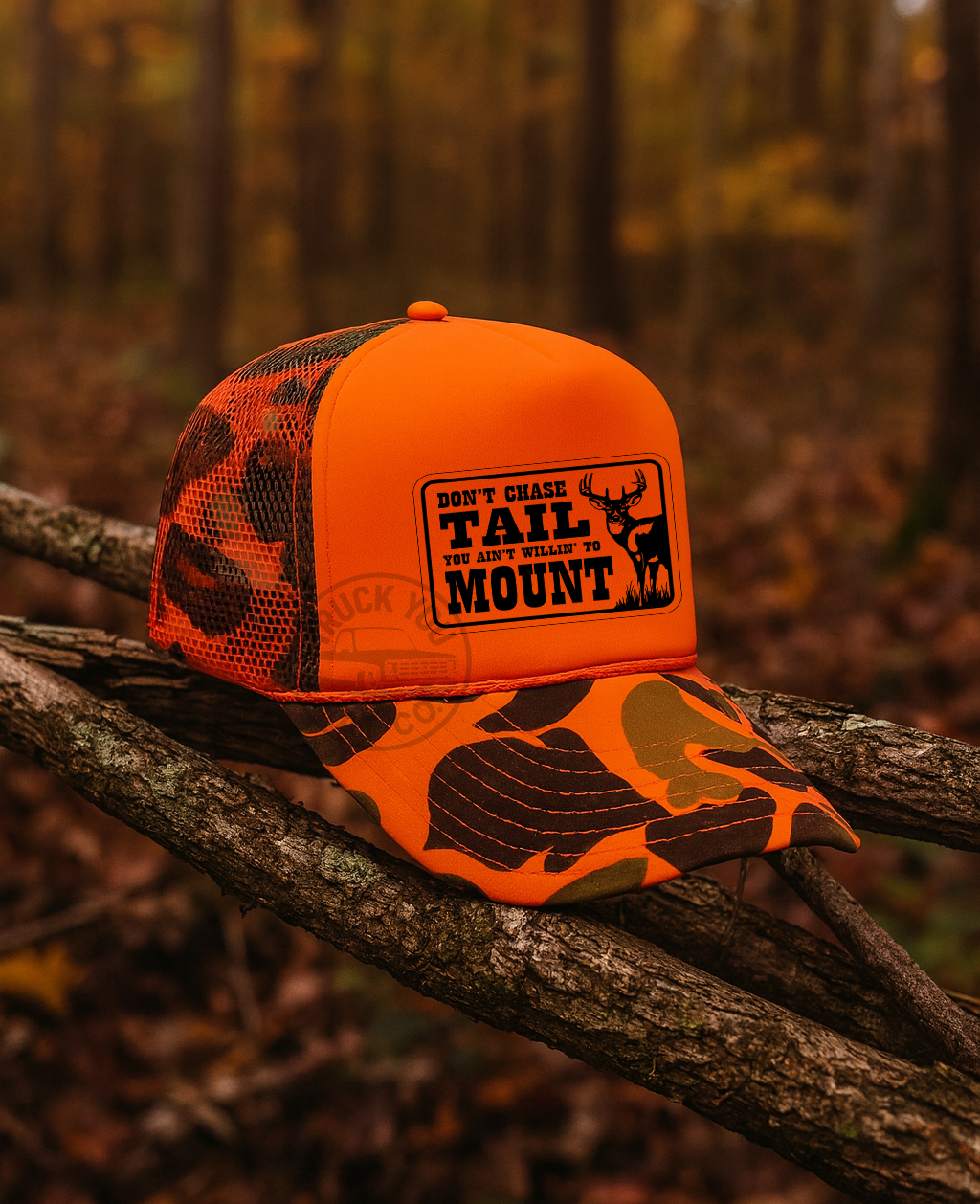 Don't Chase Tail Deer Hunting Adult OTTO Foam Trucker Hat Truck You Hat Co.