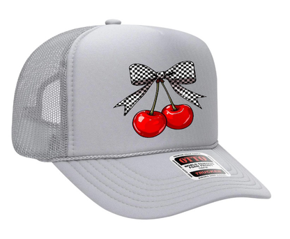 Checkered Cherries Adult Otto Foam Trucker Hat Truck You Hat Co.