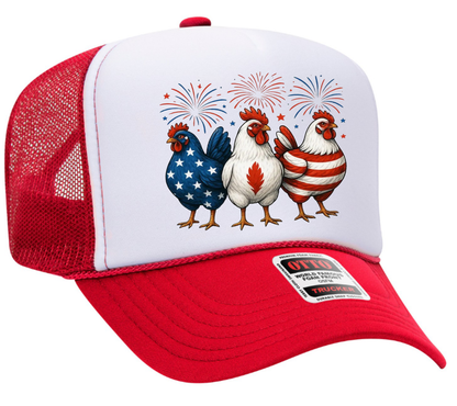 Chickens Patriotic Adult OTTO Foam Trucker Hat Truck You Hat Co.