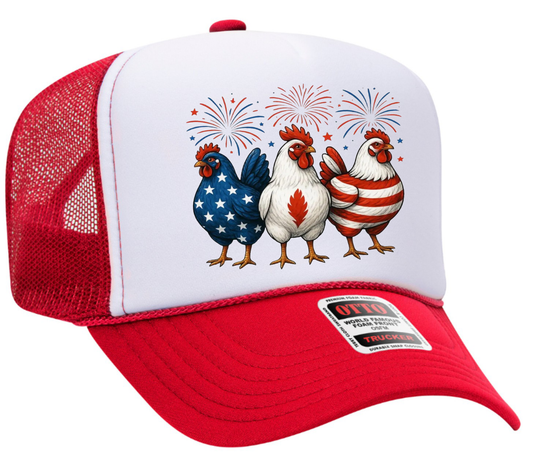 Chickens Patriotic Adult OTTO Foam Trucker Hat Truck You Hat Co.