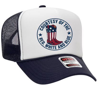 Courtesy of the Red, White, and Blue Patriotic Adult OTTO Foam Trucker Hat Truck You Hat Co.