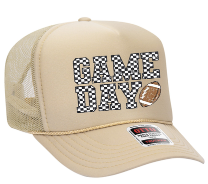 Game Day Football Checkered Adult OTTO Foam Trucker Hat Truck You Hat Co.