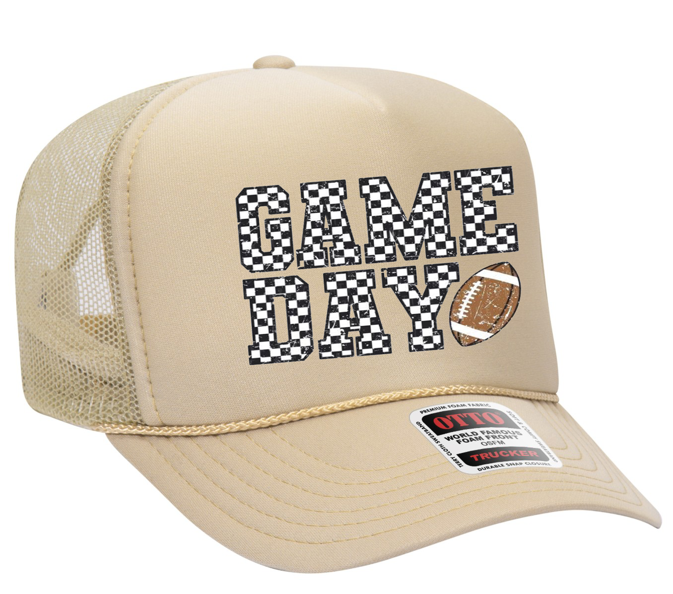 Game Day Football Checkered Adult OTTO Foam Trucker Hat Truck You Hat Co.