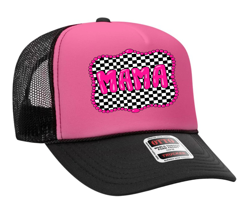 Mama Checkered Adult Otto Foam Trucker Hat