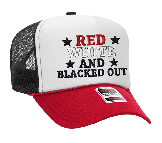 Red, White, and Blacked Out Patriotic Adult OTTO Foam Trucker Hat Cap Truck You Hat Co.