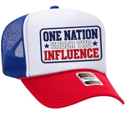 One Nation Under the Influence Patriotic Adult OTTO Foam Trucker Hat Cap Truck You Hat Co.