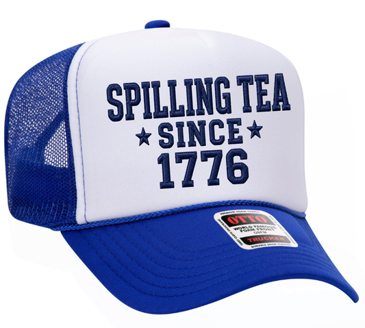 Spilling Tea Since 1776 Patriotic Adult OTTO Foam Trucker Hat Cap Truck You Hat Co.